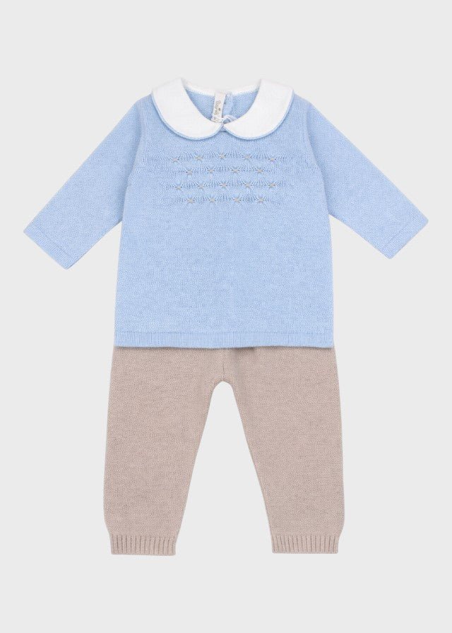 Completo Cotone Smock Cielo NIDO/584 - C corredino e abbigliamento neonato | NANU' BABY