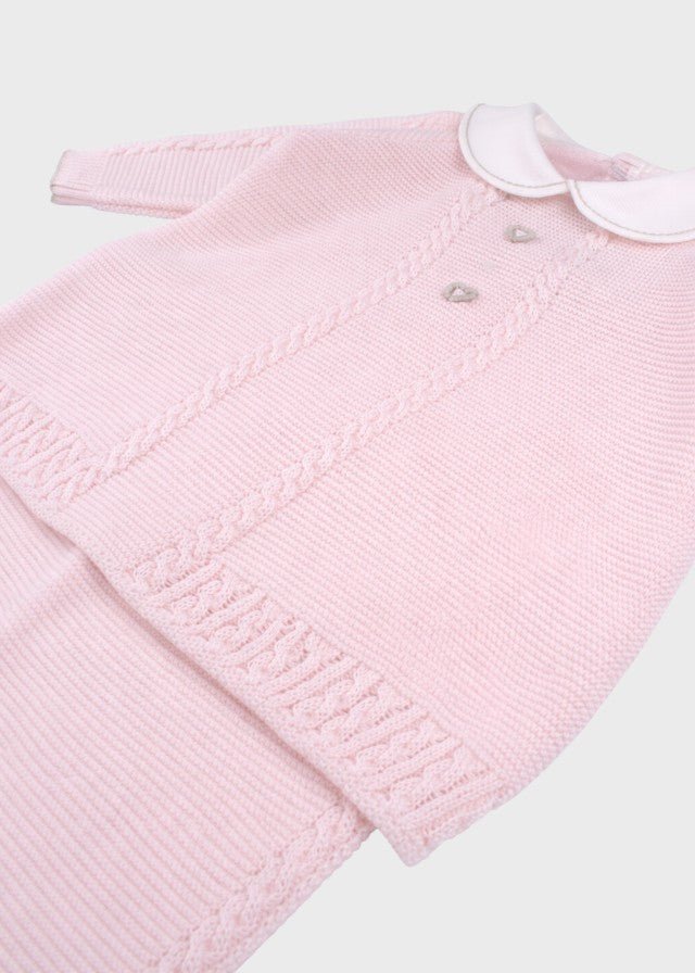 Completo Cuoricini Tortora Rosa EK6319/R corredino e abbigliamento neonato | NANU' BABY