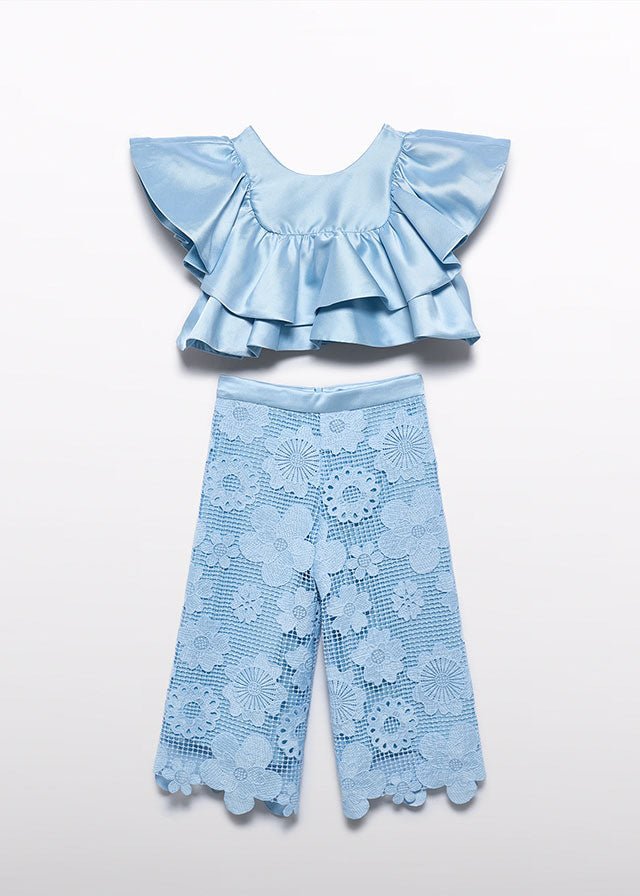 Completo Maglia Volant Pantalone Macramè 5212/11 corredino e abbigliamento neonato | NANU' BABY