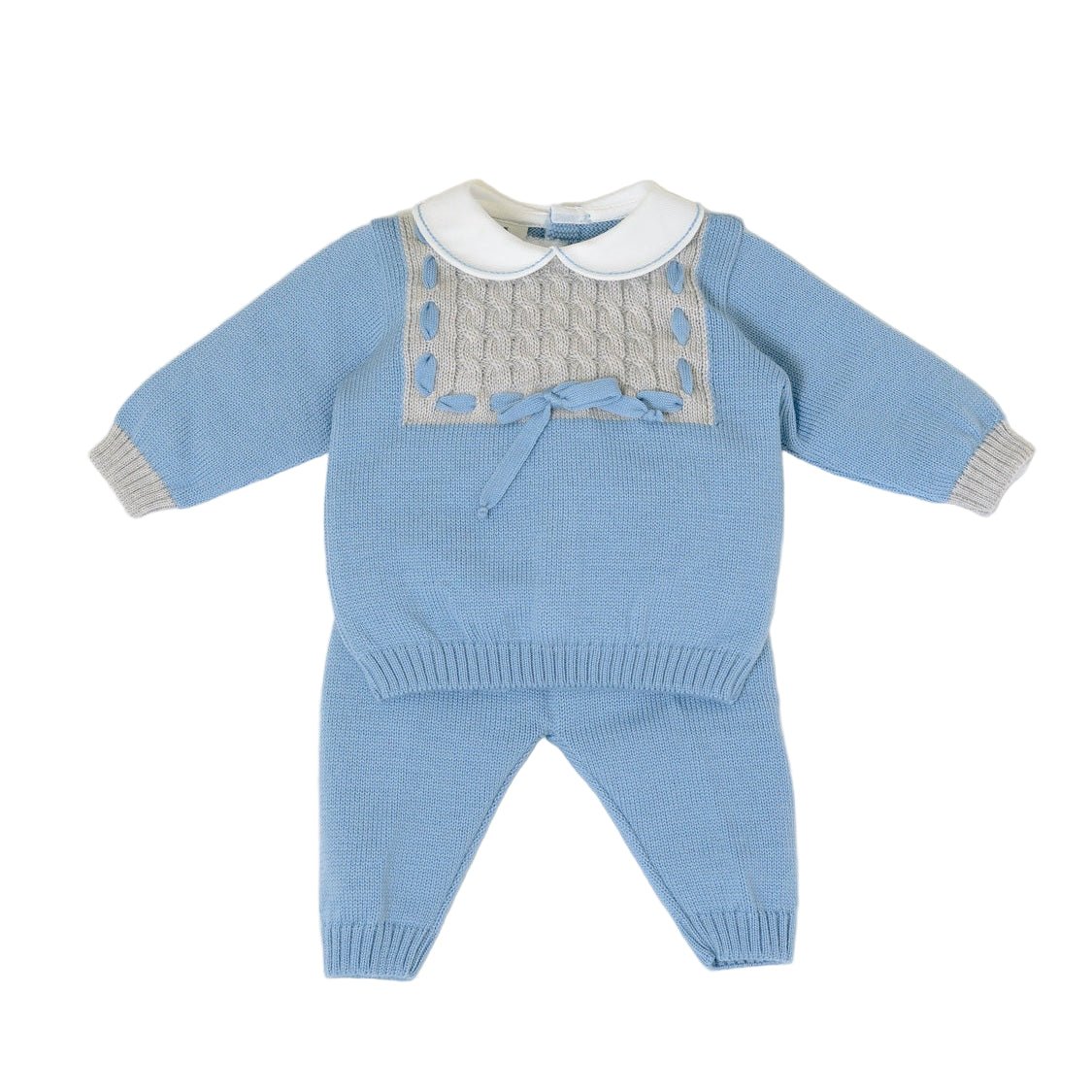 Completo Nascita Neonato Lana Vergine 100% Cielo Polvere Grigio Melange IN6850/C corredino e abbigliamento neonato | NANU' BABY