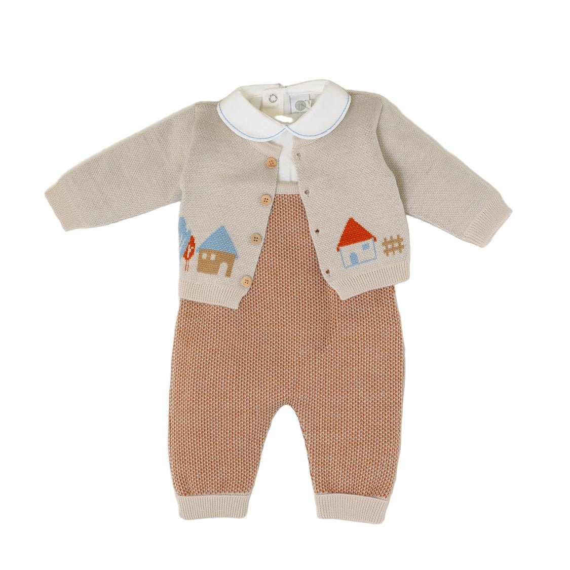 Completo Neonato Lana Vergine 100% Tortora Cielo Polvere IN5131/C corredino e abbigliamento neonato | NANU' BABY