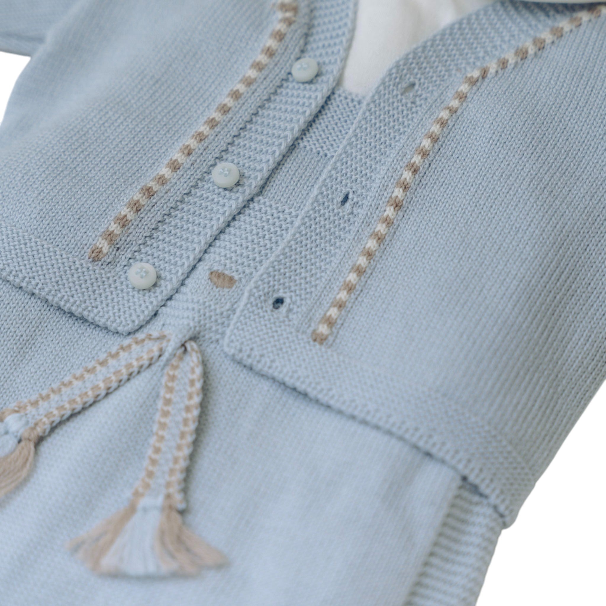 Completo Orsetto Neonato Lana Vergine 100% Cielo IN5331/C corredino e abbigliamento neonato | NANU' BABY