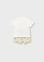 Completo Pantaloncini Maglietta Avorio 1274/32 corredino e abbigliamento neonato | NANU' BABY