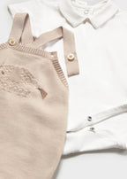 Completo Salopette Body Avorio 1609/69 corredino e abbigliamento neonato | NANU' BABY