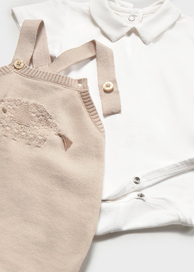 Completo Salopette Body Avorio 1609/69 corredino e abbigliamento neonato | NANU' BABY