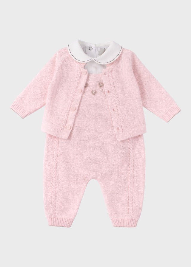 Completo Salopette Cuoricini Rosa EK6331/R corredino e abbigliamento neonato | NANU' BABY