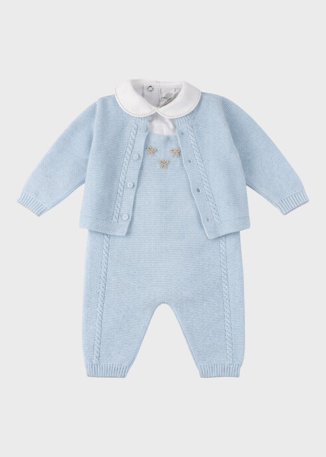 Completo Salopette Fiocchetti Cielo EK6331/C corredino e abbigliamento neonato | NANU' BABY