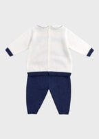 Completo Teddy Ricamato Blu EK6050 corredino e abbigliamento neonato | NANU' BABY