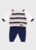 Completo Teddy Ricamato Blu EK6050 corredino e abbigliamento neonato | NANU' BABY