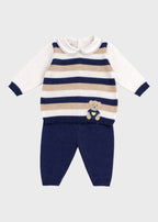 Completo Teddy Ricamato Blu EK6050 corredino e abbigliamento neonato | NANU' BABY