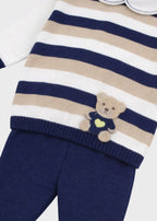Completo Teddy Ricamato Blu EK6050 corredino e abbigliamento neonato | NANU' BABY