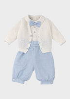 Completino cerimonia battesimo 4 pezzi cotone bianco cielo Made Italy MARLÙ