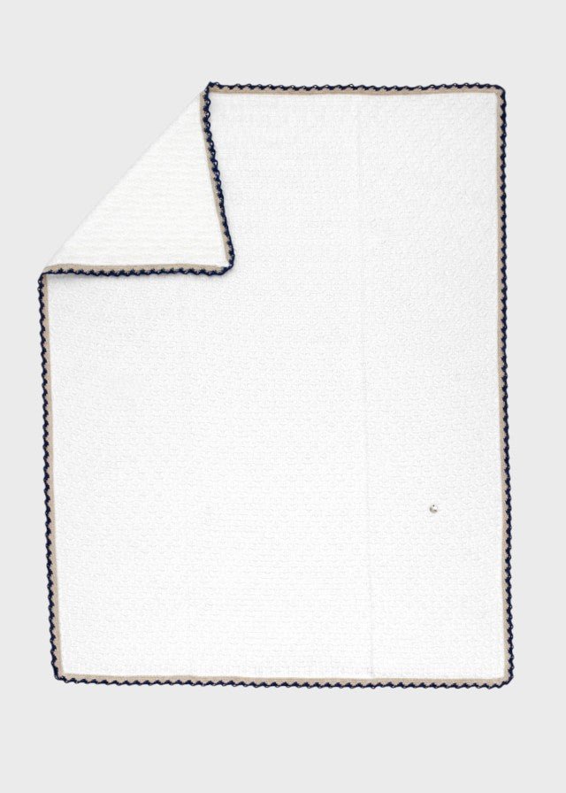 Coperta Cotone Bianco Blu Sabbia EK5880 corredino e abbigliamento neonato | NANU' BABY