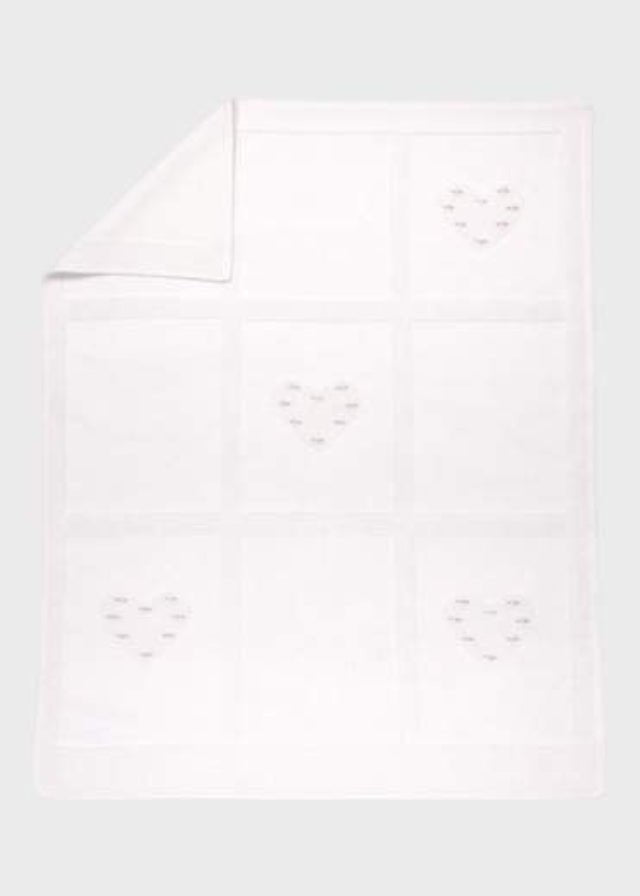 Coperta Cotone Cuoricini Bianco 196 corredino e abbigliamento neonato | NANU' BABY