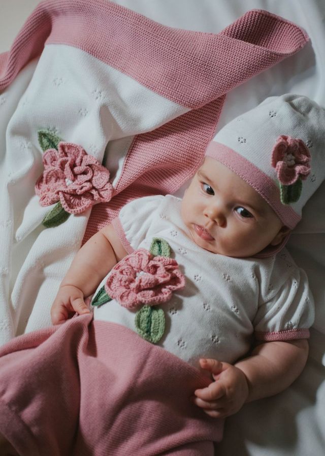 Coperta Cotone Fiori Rosa FF778328/4470 corredino e abbigliamento neonato | NANU' BABY