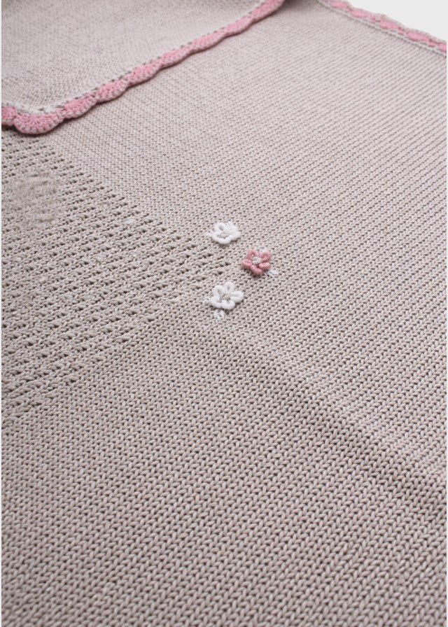 Coperta Cotone Fiori Tortora NAIME/CO - T corredino e abbigliamento neonato | NANU' BABY