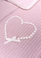 Coperta Cotone Rosa Cipria Bianco EK2480/R corredino e abbigliamento neonato | NANU' BABY