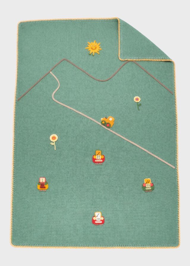 Coperta Cotone Veicoli Verde CETIN/CO - V corredino e abbigliamento neonato | NANU' BABY