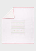 Copertina neonata cotone smacchinato bianco rosa pesco lime 70x90cm Made Italy MARLÙ
