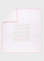 Copertina neonata cotone smacchinato bianco rosa pesco lime 70x90cm Made Italy MARLÙ
