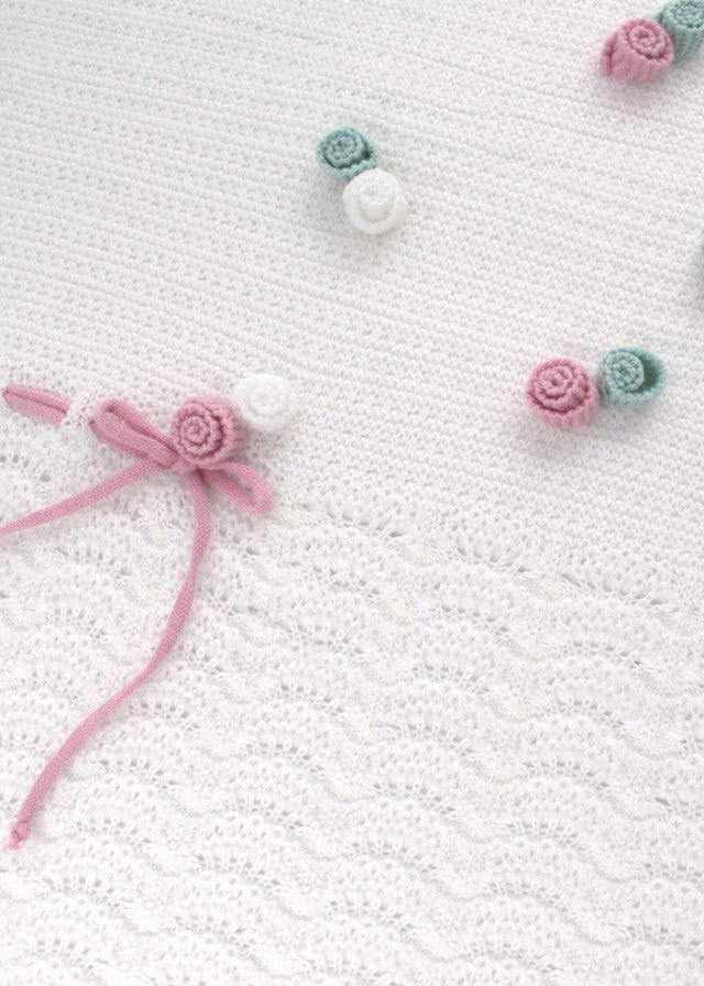 Copertina Cotone Roselline Melograno EK1780 corredino e abbigliamento neonato | NANU' BABY