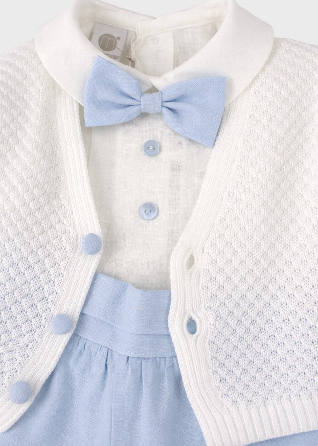 Completino Cerimonia Battesimo Cotone Bianco Cielo EV20960