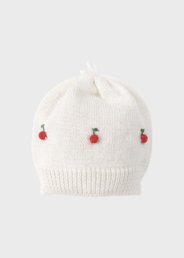 Cuffia Ciliegine Cotone Avorio CHERRY/CU corredino e abbigliamento neonato | NANU' BABY