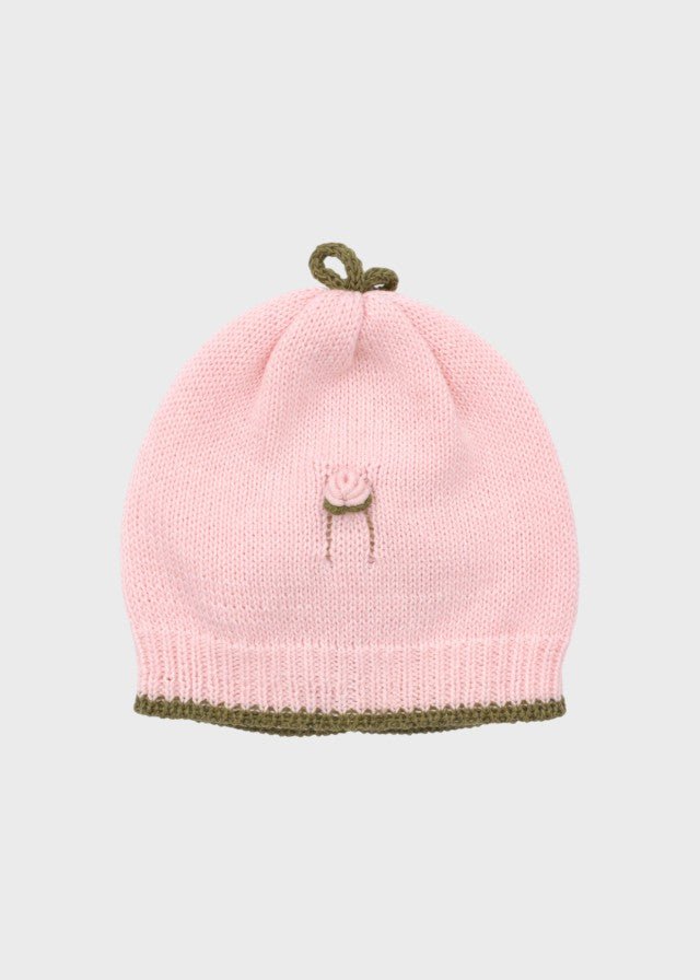 Cuffia Cotone Fiorellini Rosa BRINDISI1441 corredino e abbigliamento neonato | NANU' BABY