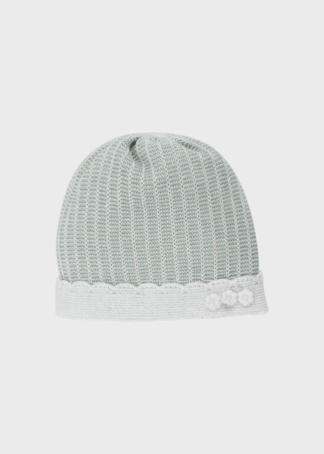 Cuffia Cotone Laccetti Verde EK2471/V corredino e abbigliamento neonato | NANU' BABY