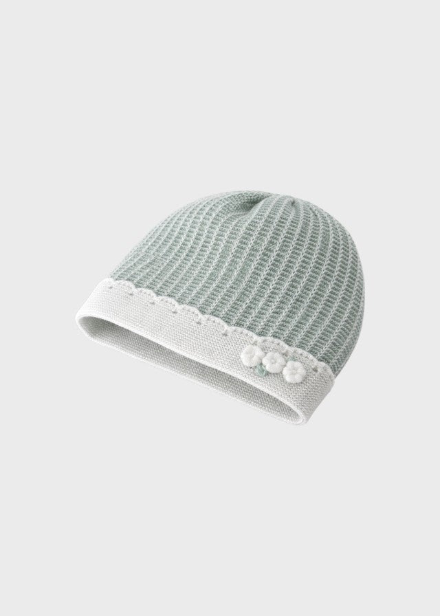 Cuffia Cotone Laccetti Verde EK2471/V corredino e abbigliamento neonato | NANU' BABY