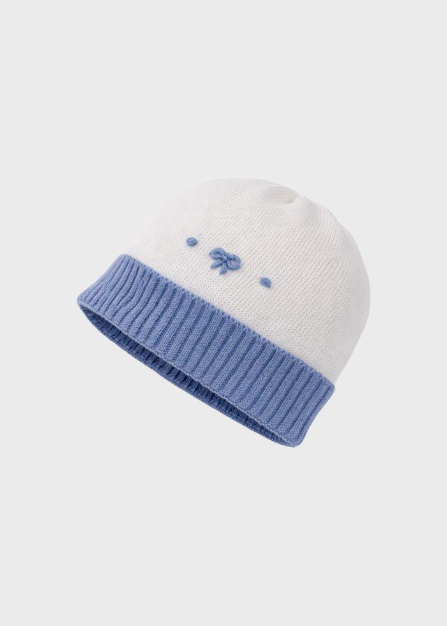 Cuffia Cotone Nodini Bianco 660 corredino e abbigliamento neonato | NANU' BABY