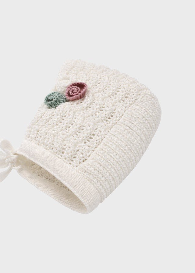 Cuffia Cotone Roselline Melograno EK17CU corredino e abbigliamento neonato | NANU' BABY