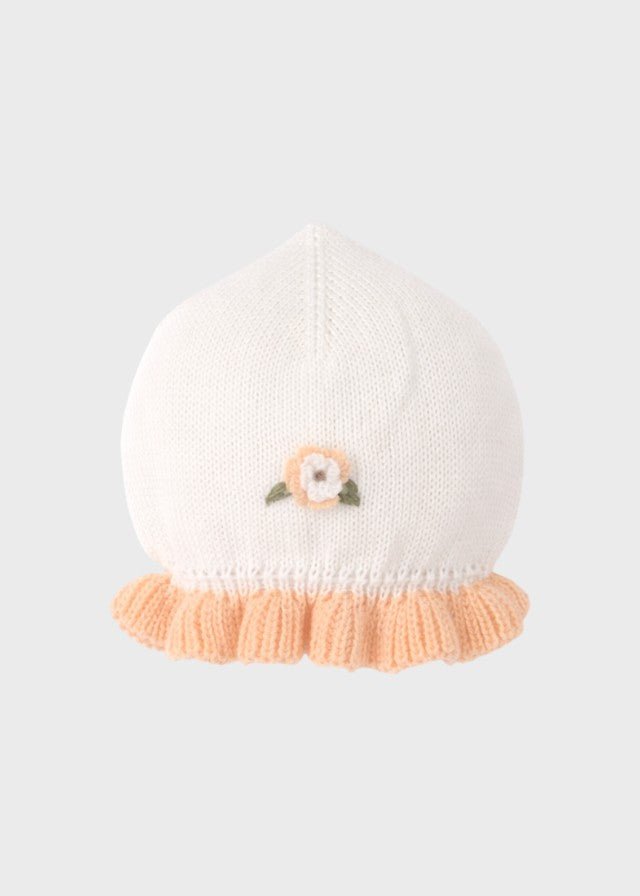 Cuffia Fiorellini Cotone Avorio PROVENZA/CU corredino e abbigliamento neonato | NANU' BABY