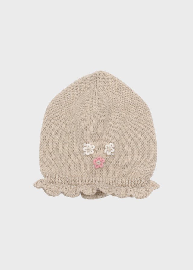 Cuffietta Cotone Ricami Tortora NAIME/CU - T corredino e abbigliamento neonato | NANU' BABY