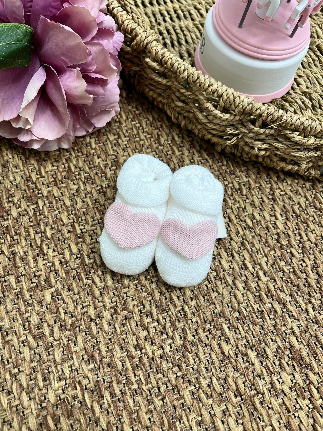 Babbucce Cuore Neonata BIANCO 757