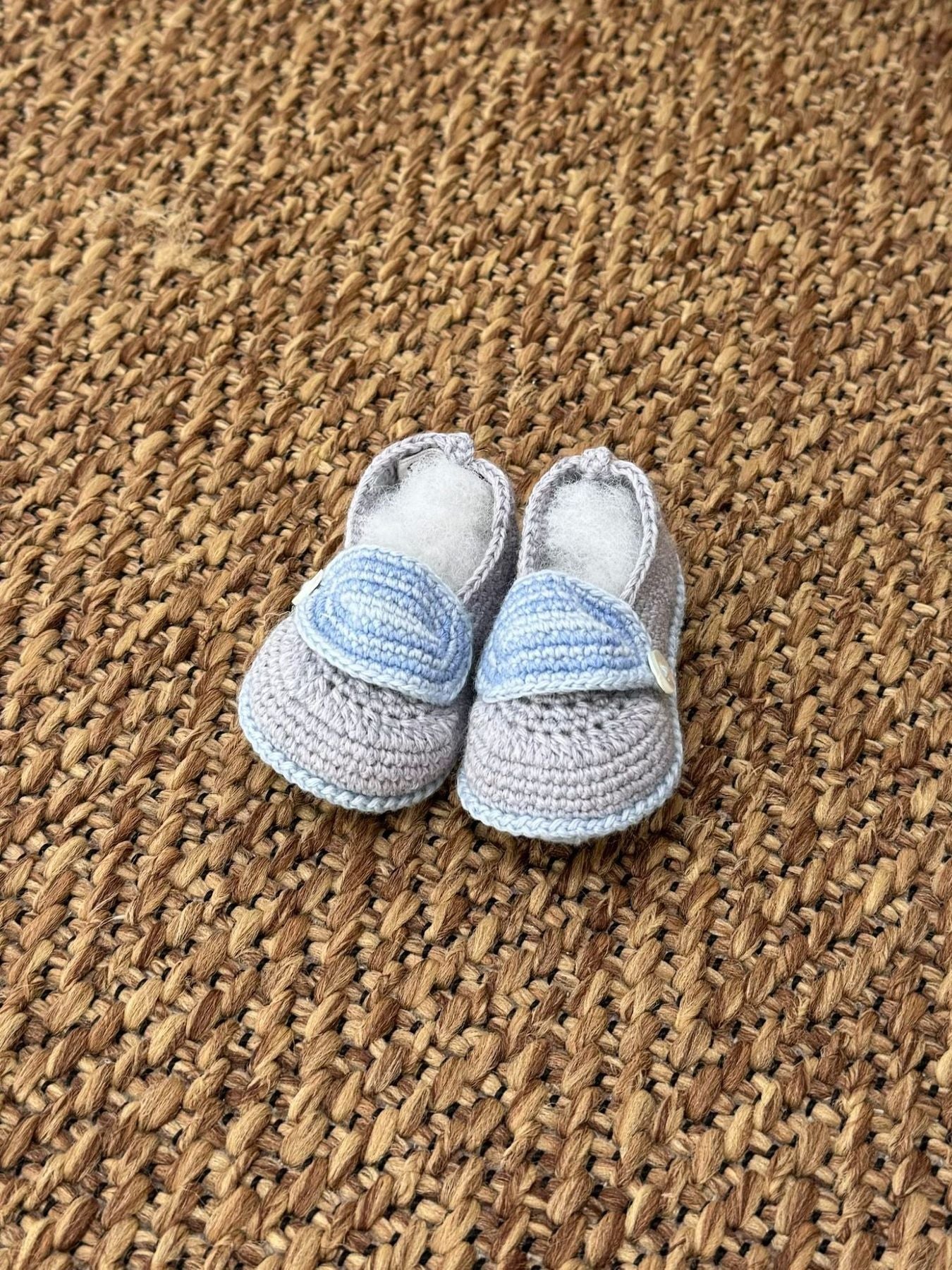 Babbucce ricamate in lana Neonato AZZURRO RAKESH 14300