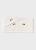 Lenzuolino culla cotone batista bianco rose ricamate a rilievo 106x80cm Made Italy PICCOLA GIUGGIOLA DELIZIA