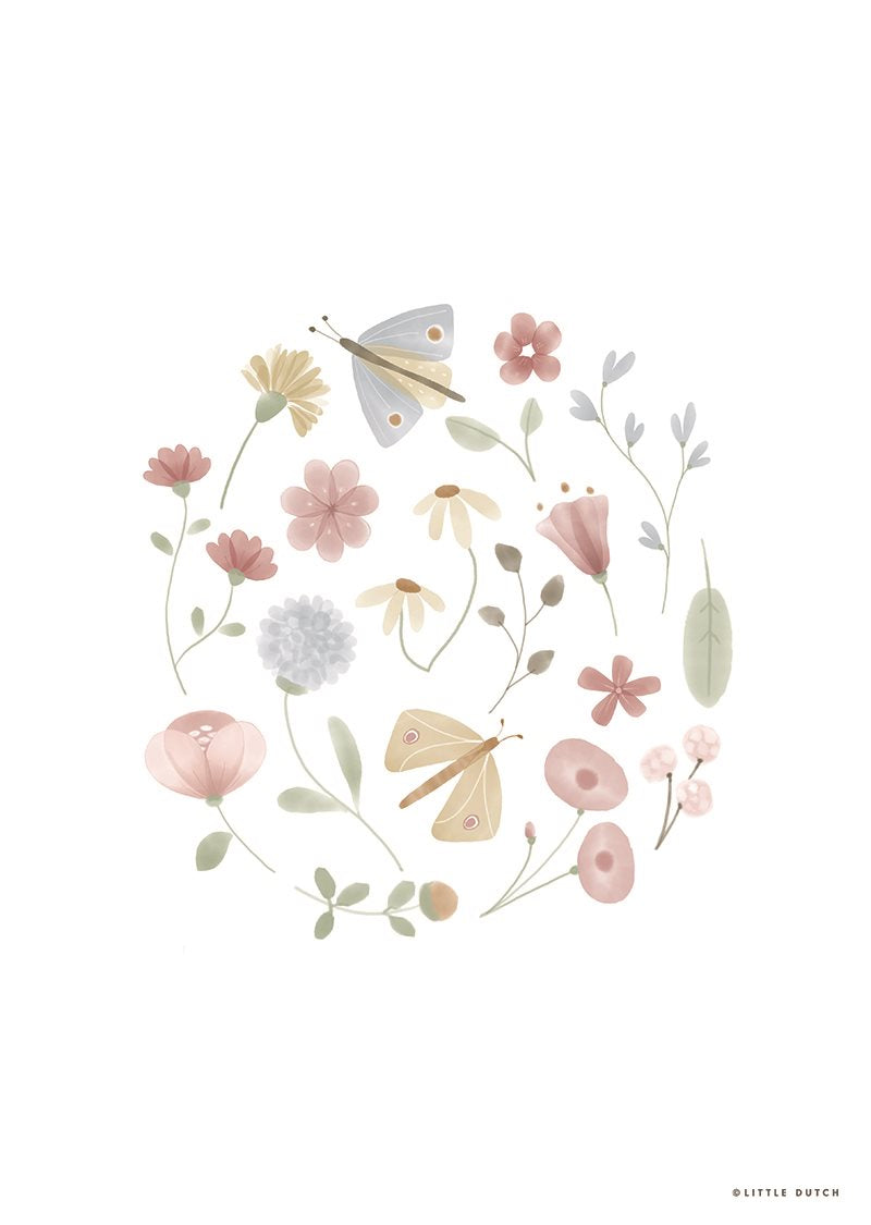 Poster Fiori e Farfalle - A3  ROSA PW11421690