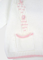 Rosa Baumwoll-Set mit Smokdetails MARCO/CN