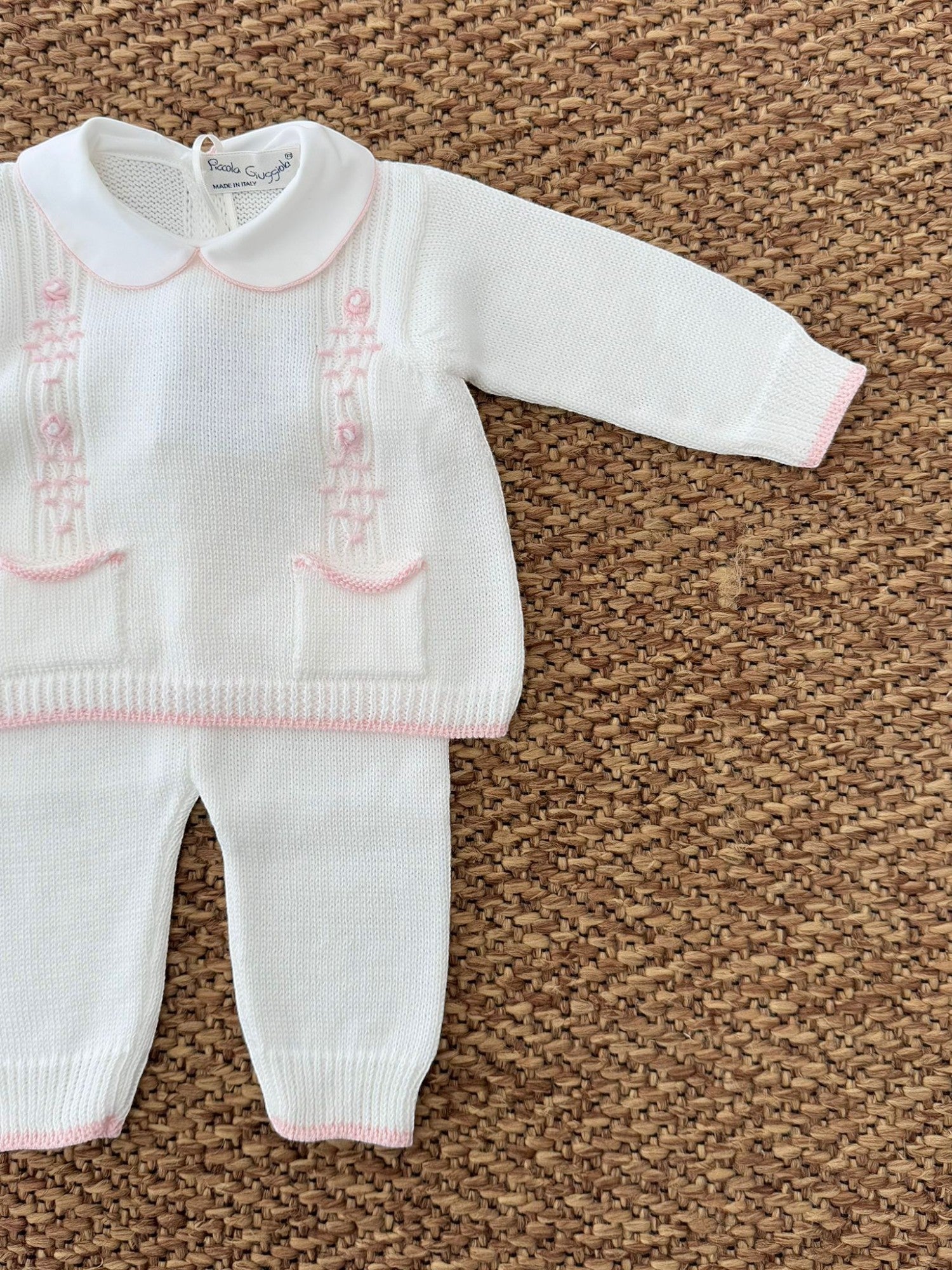 Completo nascita e Babbucce in maglia Neonata BIANCO MARCO/CN