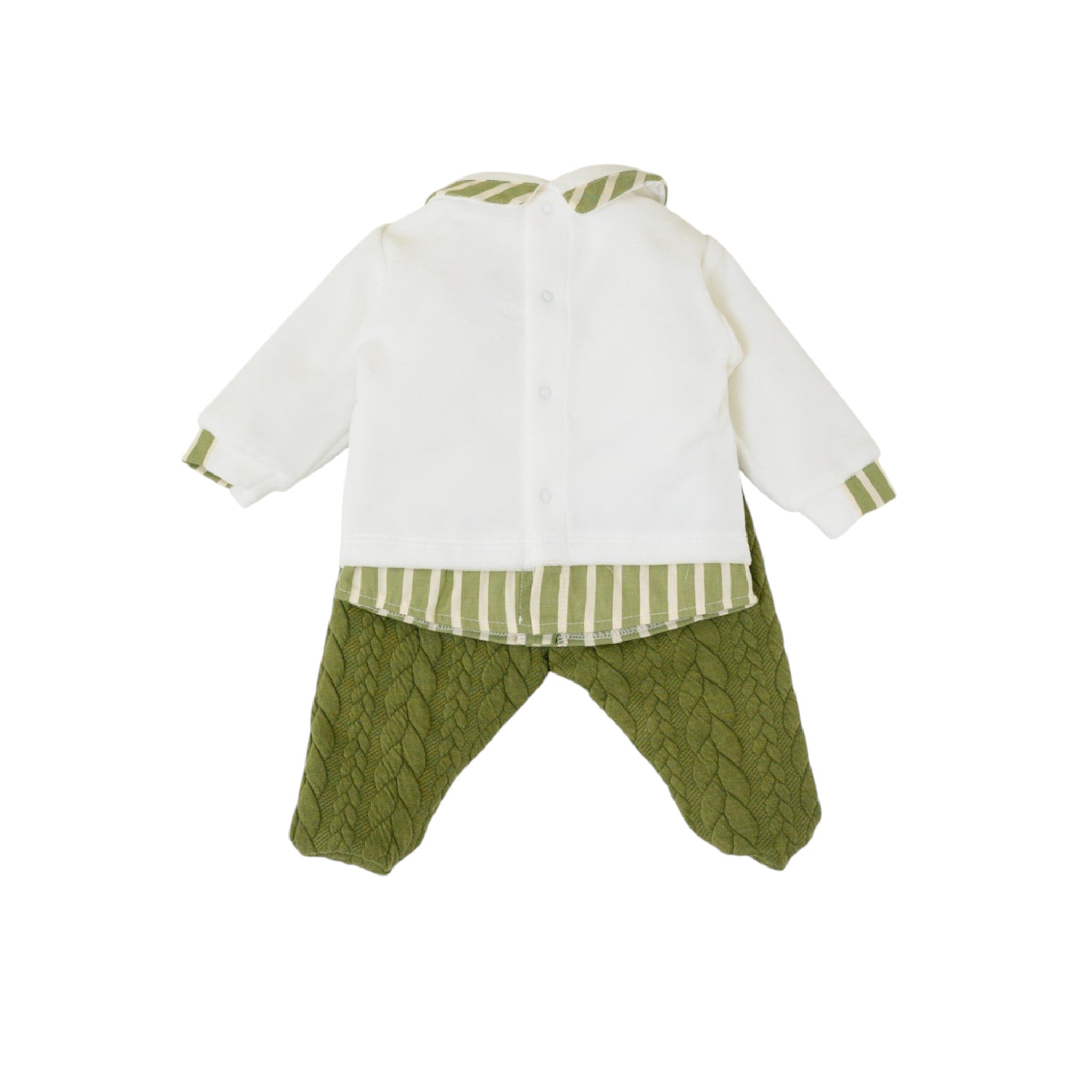 Newborn Baby Boy's Outfit in Green Corduroy by SARTORIA DEI PICCOLI (code LS1113)