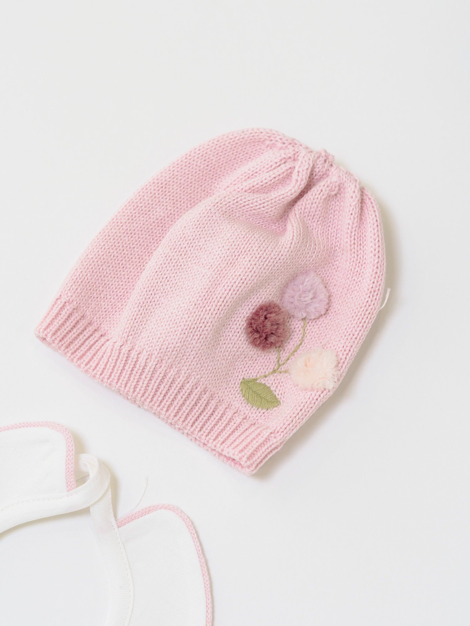 Cuffia e Bavetta Neonata Rosa LR1107 -  NANU' BABY