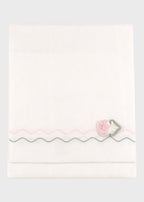 Dettaglio fantasia campagna set lenzuolino cotone vaniglia rosa pesco verde oliva neonata lettino MARLÙ EK18LE
