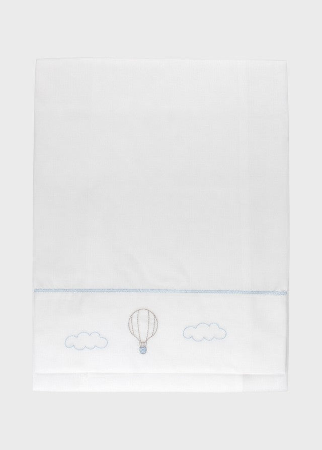 Set lenzuolino neonato cotone vaniglia cielo ricamo mongolfiera 3 pezzi culla lettino Made Italy MARLÙ EK50
