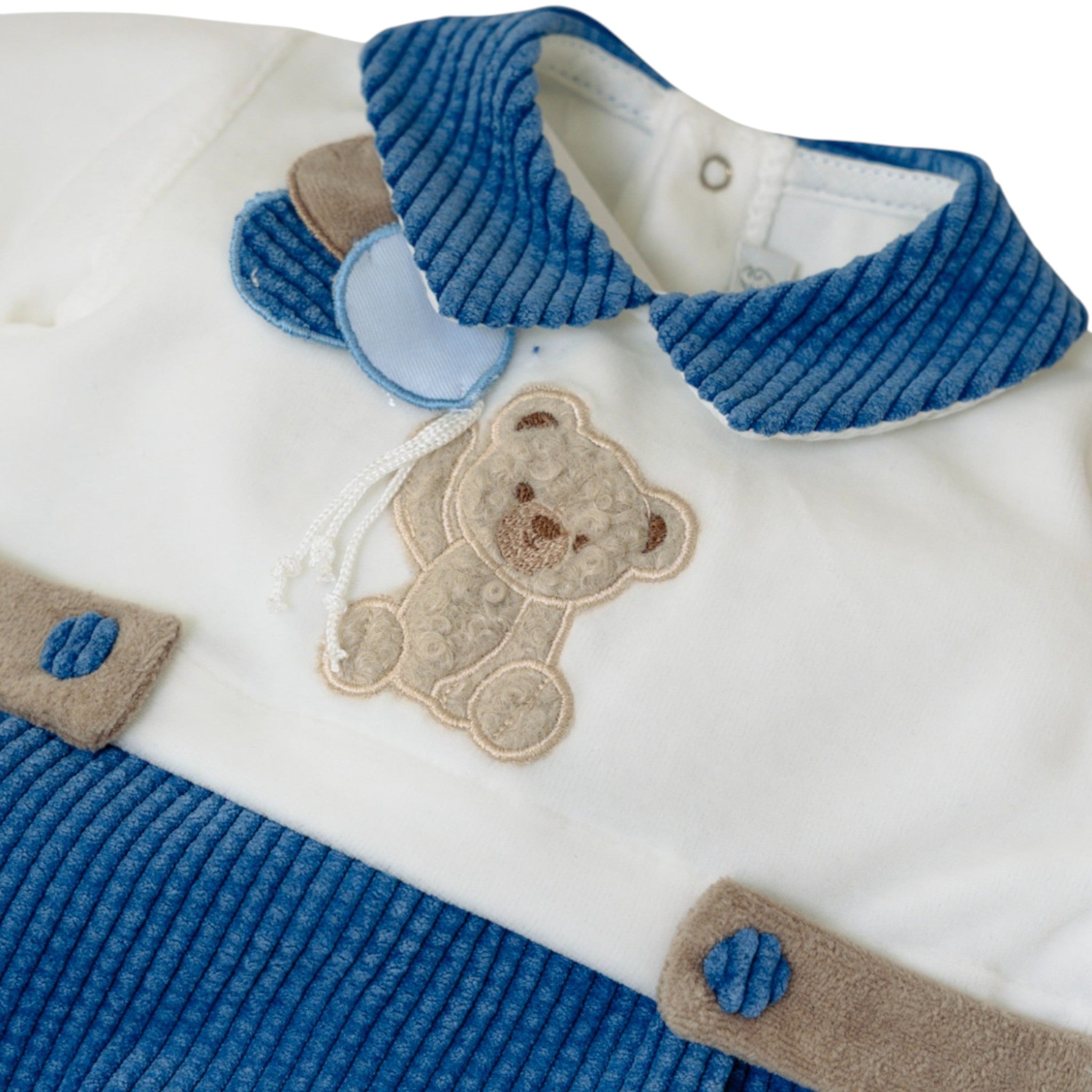 Baby Romper, Blue Chenille, SARTORIA DEI PICCOLI (code LTB1110)