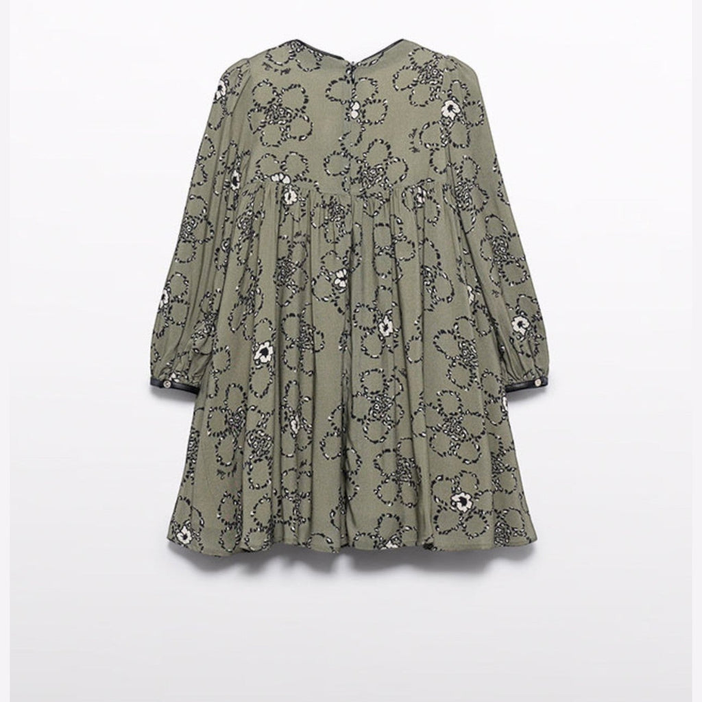 Abito viscosa stampato Bimba Verde 5536/6 -  NANU' BABY