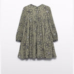 Abito viscosa stampato Bimba Verde 5536/6 -  NANU' BABY