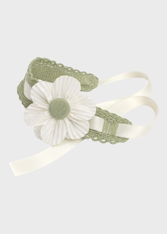 Fascia neonata cotone vaniglia verde elastica Made Italy MARLÙ accessorio capelli