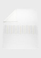 Coperta neonata cotone bianco fiori ricamati punto vapore tramatura spiga 70x90cm Made Italy PICCOLA GIUGGIOLA FEDERICA