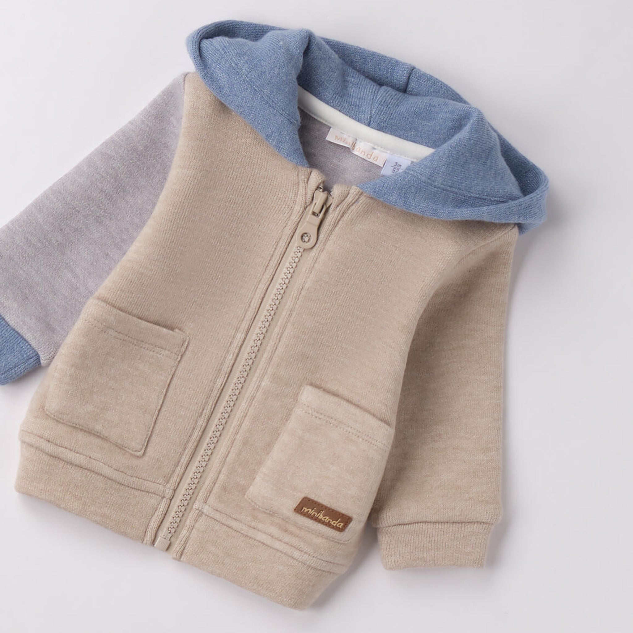 Felpa Tessuto Tricot Con Cappuccio Bimbo Beige 3F610/8965